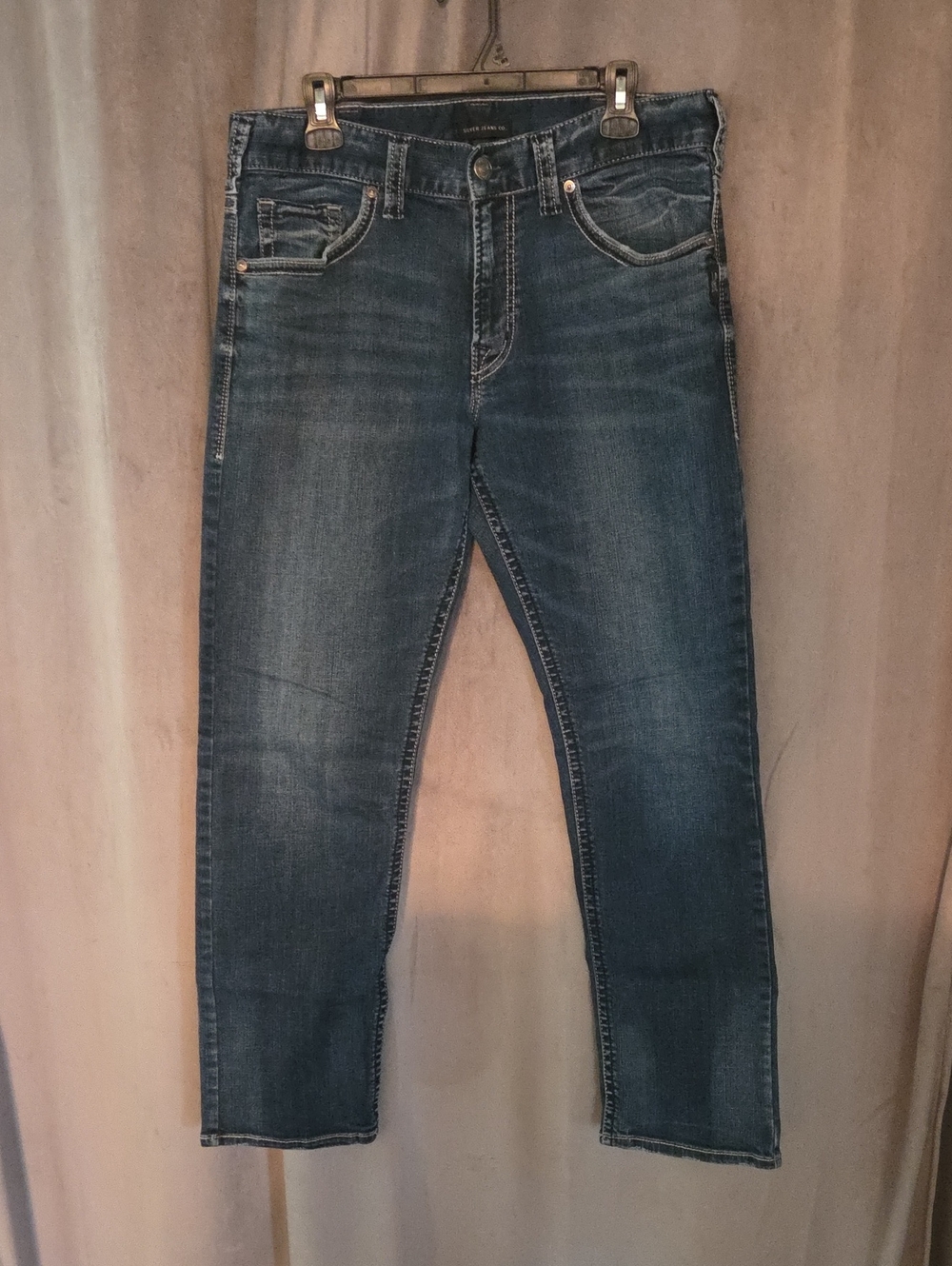 Silver Jeans Eddie Men’s Size 33 Slim Straight Denim in Dark Blue Wash
